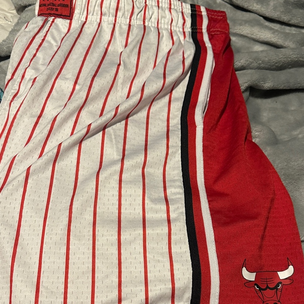 NBA Red and White Striped Chicago Bulls Short